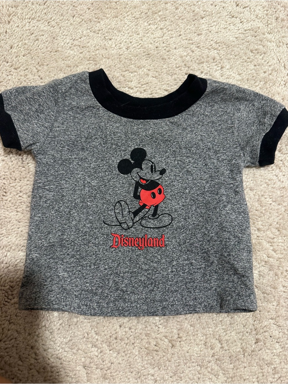Disney Grey & Black Mickey Disneyland Tee with Red Accent